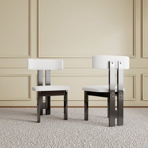 Gulches Dining Chairs Set of 2 Modern Pure White Velvet Upholstery Solid Wood Frame Black for Dining Room Kitchen - 1 of 4