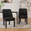 Minimalist Dining Chair Set of 2,Black Gray Chenille Upholstered Chair with Curved Back, Armless Modern Dining Chair for Kitchen or Dining Room-Koiai - 2 of 4