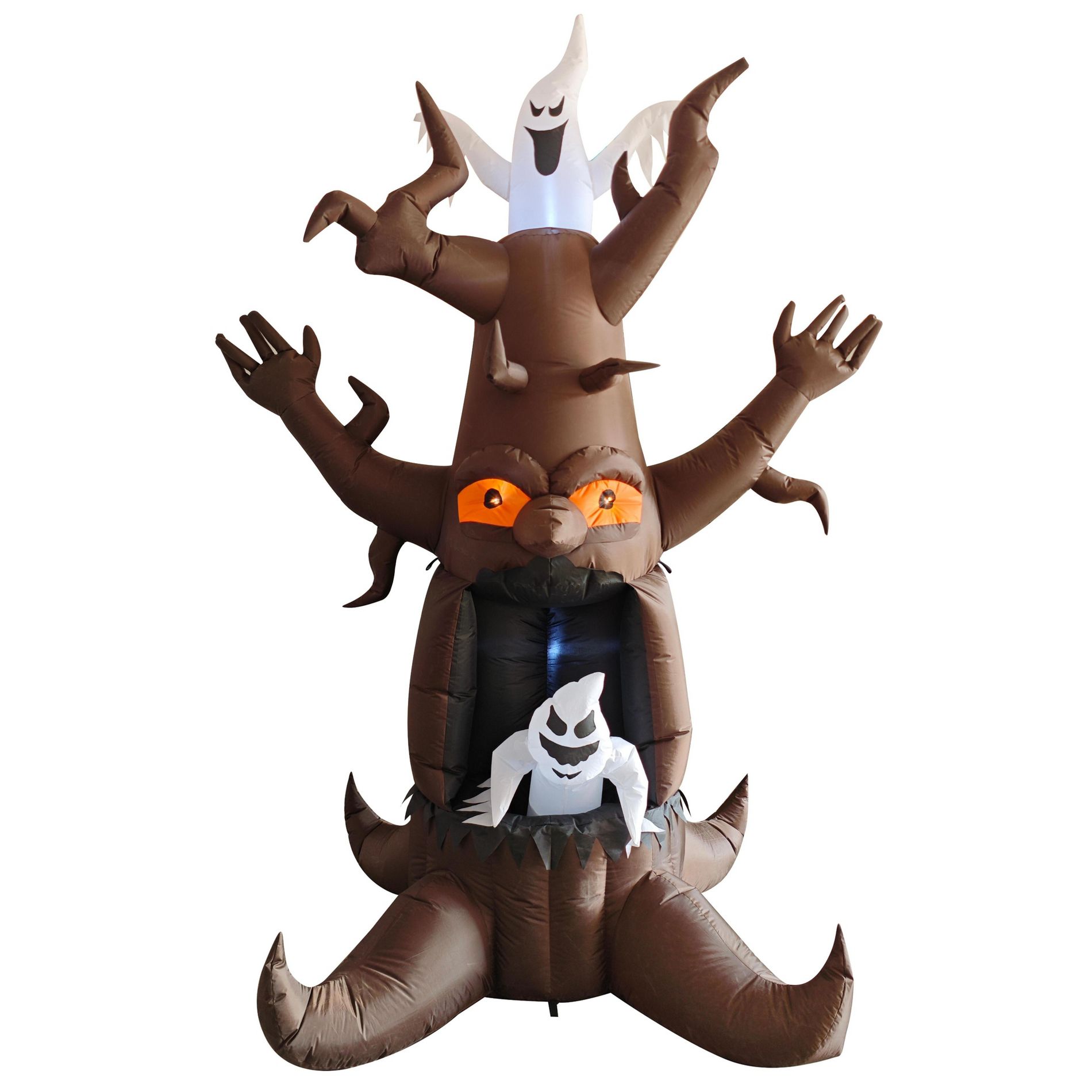 GOOSH 9FT Animated Tree Inflatable with Ghosts and Pumpkins, LED Light-Up Halloween Outdoor Yard Decoration