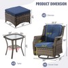 YARDSIGHT 5-Piece Outdoor Wicker Swivel Glider Conversation Set with Red Cushions, Including 2 Chairs, 2 Ottomans, and 1 Side Table - 3 of 4