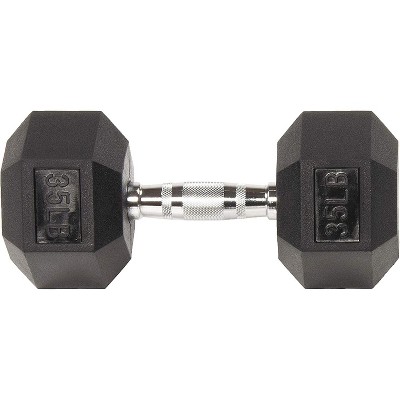 Rubber Encased Hex Dumbbell Set, Cast Iron Weights with Anti-Slip Grip for Home Gym Strength Training