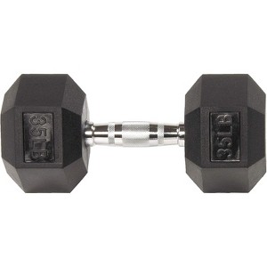 Rubber Encased Hex Dumbbell Set, Cast Iron Weights with Anti-Slip Grip for Home Gym Strength Training - 1 of 4