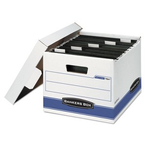 Bankers Box HANG'N'STOR Storage Box Letter Lift-off Lid White/Blue 4/Carton 00784 - 1 of 2