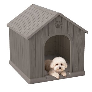 MooxvMoo Pointed-Roof Dog House,Outdoor&Indoor House,Outdoor Kennel for Yard, Patio, Garage, Easy to Assemble - 1 of 4