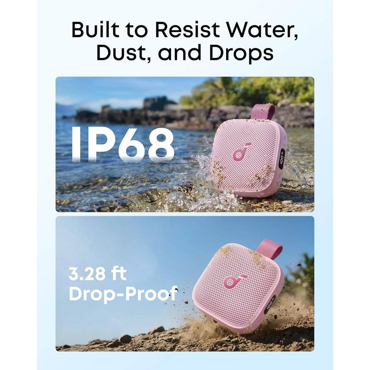 Anker Soundcore Boom Go 3i Portable Waterproof Bluetooth Speaker with Built-in Powerbank for Emergency Phone Charging, Battery Percent Display - Pink - thumbnail 5