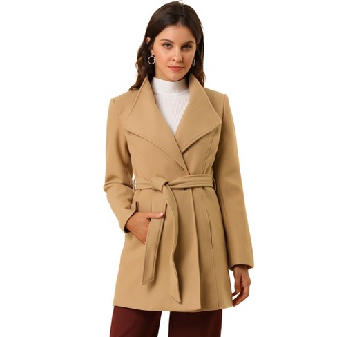 Womens camel hotsell belted coat