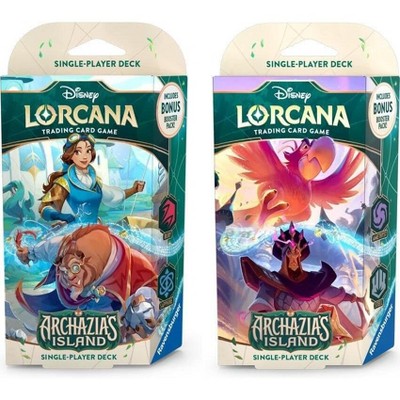 Ravensburger Lorcana TCG: Archazias Island: Starter Decks: Both Amethyst & Steel (Jafar & Iago) and Sapphire & Ruby (Belle & Beast) (2 Decks)