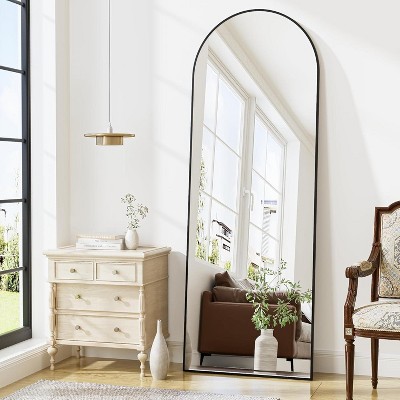 Beautyolove Full Length Mirror 64" x 21" Arched Floor Mirror Wall Mirror Hanging Mounted Mirrors Full Body Mirrors, White