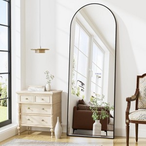 Beautyolove Full Length Mirror 64" x 21" Arched Floor Mirror Wall Mirror Hanging Mounted Mirrors Full Body Mirrors, White - 1 of 4