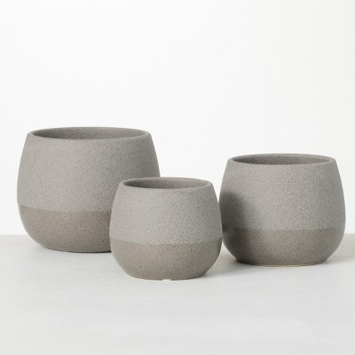 Sullivans speckled Round Ceramic Planter Set of 3, 6"H, 5"H & 4.5"H