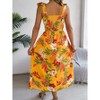 Womens Summer Floral Maxi Dresses Sleeveless Smocked Spaghetti Strap A Line Flowy Beach Long Desses - 4 of 4