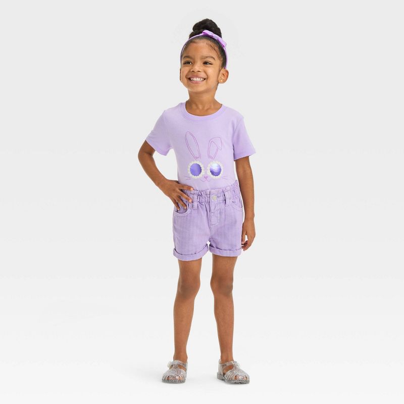 Toddler Girls' Bunny Short Sleeve T-Shirt - Cat & Jack™ Purple, 4 of 5