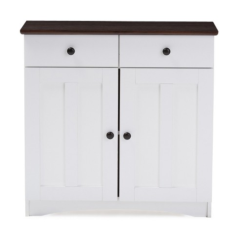 Lauren Twotone And Buffet Kitchen Cabinet With Two Doors And Two Drawers White Dark Brown Baxton Studio Target