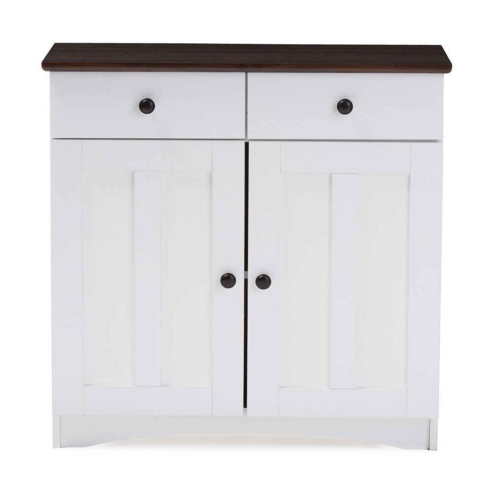Lauren TwoTone and Buffet Kitchen Cabinet with Two Doors and Two Drawers White/Dark Brown - Baxton Studio