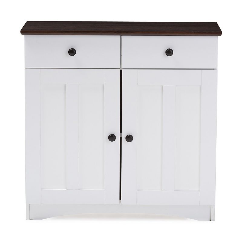 Lauren TwoTone and Buffet Kitchen Cabinet with Two Doors and Two Drawers White/Dark Brown - Baxton Studio, 1 of 9