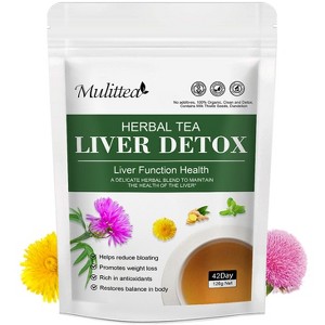 Mulittea Liver Detox Tea with Dandelion Root, milk Thistle & Turmeric for Liver and Colon Cleanse Promote Metabolism - 42 Tea Bags - 1 of 4