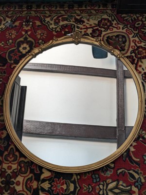 Kate and Laurel Marchon 30.00 in. H x 30.00 in. W Round Plastic Framed Gold  Mirror 220891 - The Home Depot