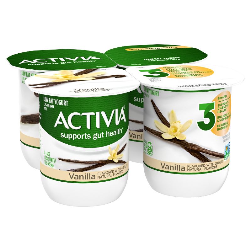 Activia Low Fat Probiotic Vanilla Yogurt - 4ct/4oz Cups, 3 of 13