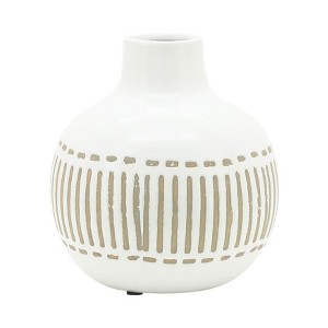 Sagebrook Home Ceramic Geometric Vase - Contemporary Simple Design Floral Vase - 1 of 4