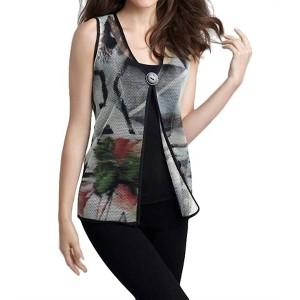 Women's Brush Strokes Long Vest - ANGEL - 1 of 2