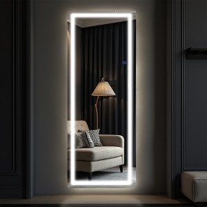 MAYEERTY Full Length Rectangle Corner Aluminum Alloy Mirror with Stand for Living Room Bedroom Silver - 1 of 4