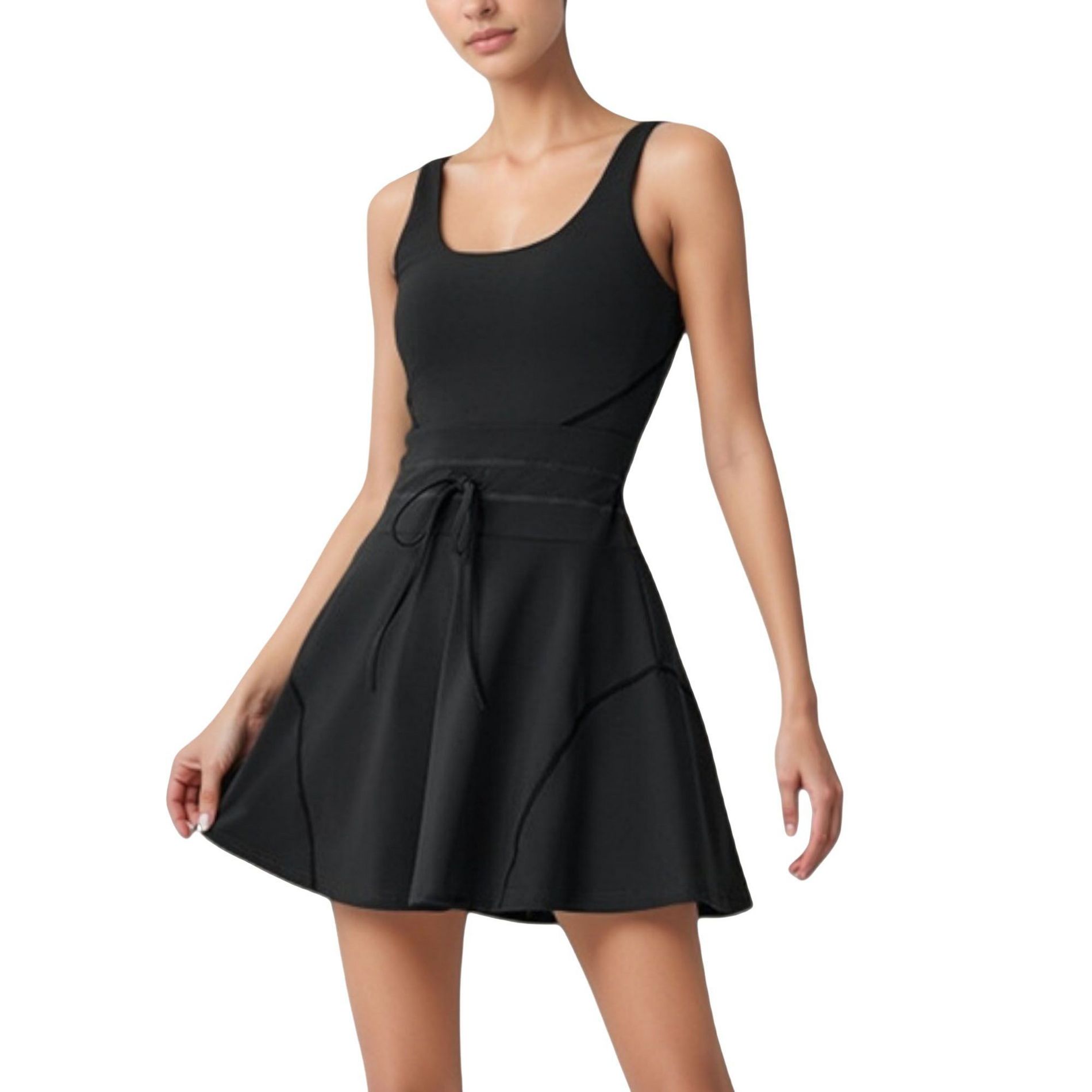 Anna-Kaci Active Women's Sleeveless Tennis Dress with Scoop Neckline and Waist Tie Detail