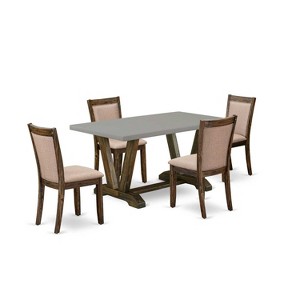 HomeStock 5-Piece Distressed Jacobean Finish Solid Wood Top Dining table with 4-Chairs - 1 of 4
