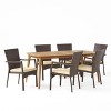 Christopher Knight Home Talbot Outdoor Acacia Wood and Wicker 7 Piece Dining Set with Cushion - 2 of 4