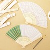 Juvale 12 Pack Bamboo Hand Fans, Folding Handheld Fans, White 8-inch - 2 of 4