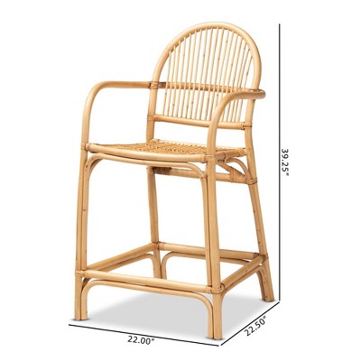 Natural Brown Rattan Curved Back Counter Stool