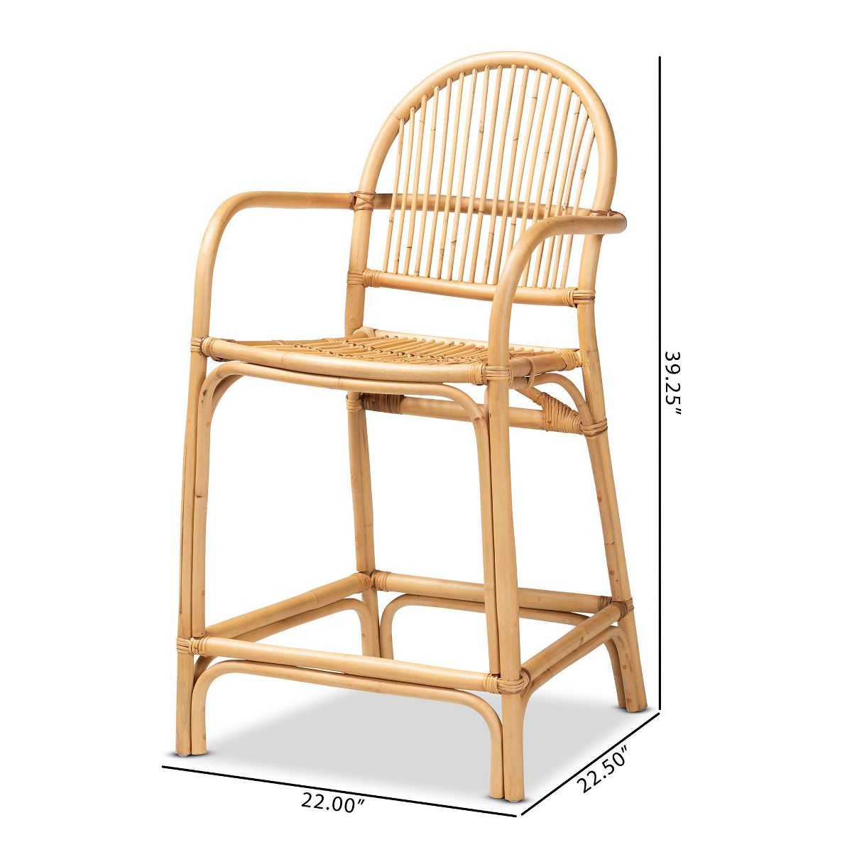 Tugera Rattan Counter Height Barstool Natural/Brown - bali & pari: Handcrafted, No Assembly Required - thumbnail 10