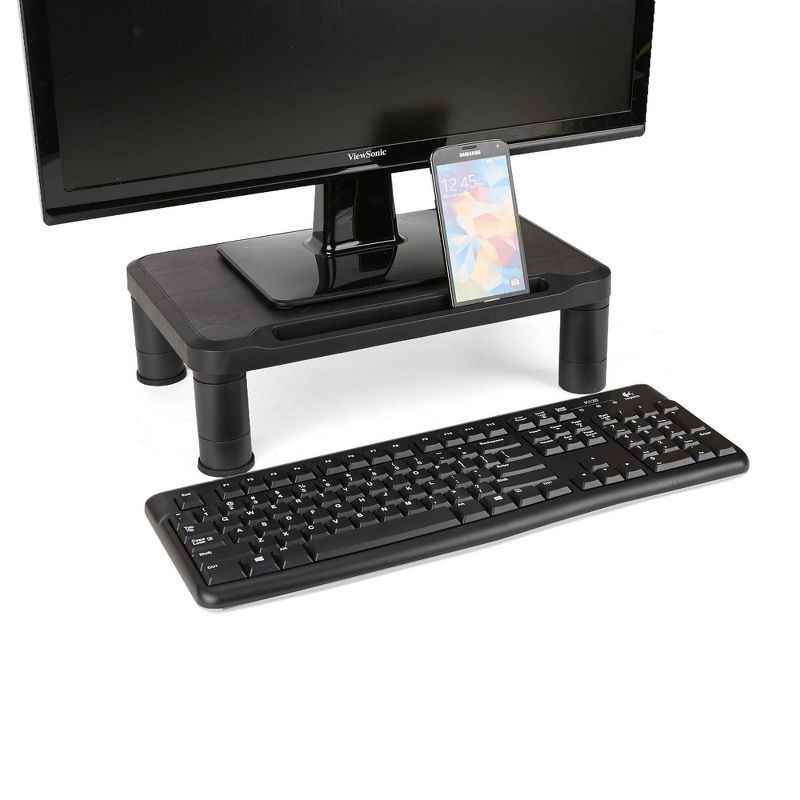 Mind Reader 2pk Small Plastic Monitor Stands Black, 4 of 9