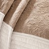 Sapphtopaz 7 Piece Bedding Quilt Set Solid Color Border Medallion Pattern Quilting Reversible Quilt Set with Throw Pillow - 3 of 4