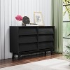 HDZNVF 6 Drawer Double Dresser Features Vintage Style And Bevel Design Black - 2 of 4
