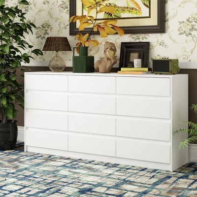 FUFU&GAGA White Large Floor Wood Dressers & Chest of Drawers