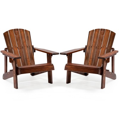 Infans Set of 2 Kid's Adirondack Chair Patio Wood High Backrest Arm Rest Outdoor