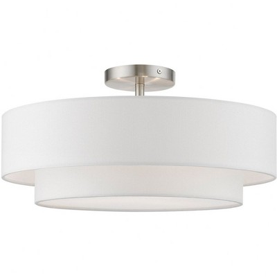 Meridian Brushed Nickel 3-Light LED Semi-Flush Mount with Glass Diffuser