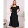 INSPIRE CHIC Women's Smocked Waist Ruffle Hem Square Neck Short Puff Sleeve A-Line Midi Dresses - 4 of 4