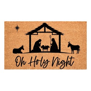 HomeRoots 17" X 29" Brown And Black Christmas Outdoor Coir Door Mat - 1 of 4