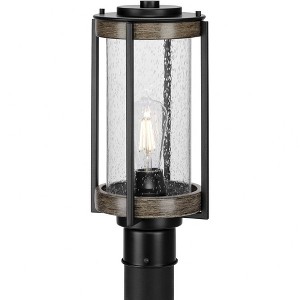 Progress Lighting Whitmire 1-Light Outdoor Matte Black Post Lantern with Seeded Glass Shade - 1 of 1