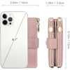 Clotth Small Wallets for Women - RFID Blocking Leather Bifold Double Zipper Wallet,Card Case Purse with 2 ID Windows - 3 of 4