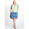 Slickblue Royal/Navy Floral Print V-Neck Mini Dress –Cap Sleeves, Adjustable Waist, Soft Stretch Fabric, Plus Size 1X-3X - 3 of 4