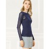 INSPIRE CHIC Women's Long Sleeve Spaghetti Strap Party Mesh Tops - 4 of 4