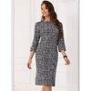 INSPIRE CHIC Women's Elegant Boat Neck 3/4 Sleeve Side Slit Work Button Decor Midi Dress - 4 of 4