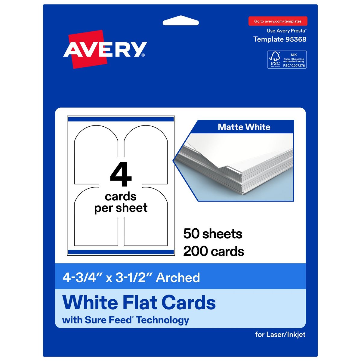 Avery Printable Arched Flat Cards, Sure Feed Technology, 4-3/4" x 3-1/2", Matte White Cardstock, Print-to-The-Edge, Laser/Inkjet Printable, 40 Total - thumbnail 10