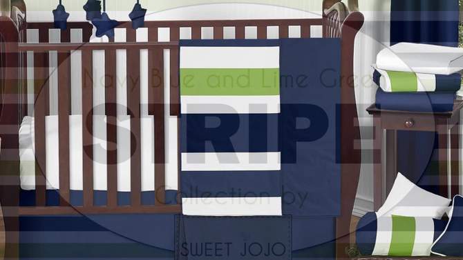 4pc Stripe Twin Kids&#39; Comforter Bedding Set Navy and Lime - Sweet Jojo Designs, 2 of 8, play video