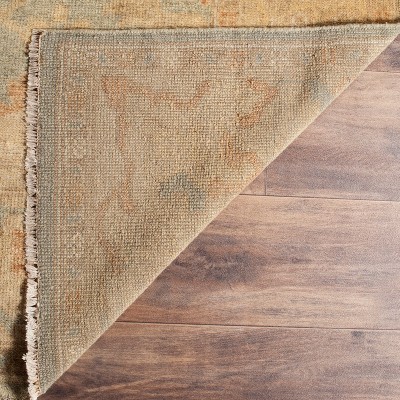 Hand-Knotted Dark Green/Brown Wool 6' x 9' Rectangular Area Rug