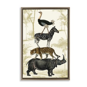 Stupell Industries Tower of Safari Animals Floating Frame Canvas Art - 1 of 4