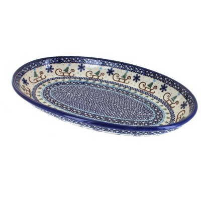 Blue Rose Polish Pottery Noel Nights Oval Platter