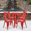 Emma and Oliver Commercial Grade 24" Round Metal Indoor-Outdoor Table Set with 4 Cafe Chairs - 2 of 4